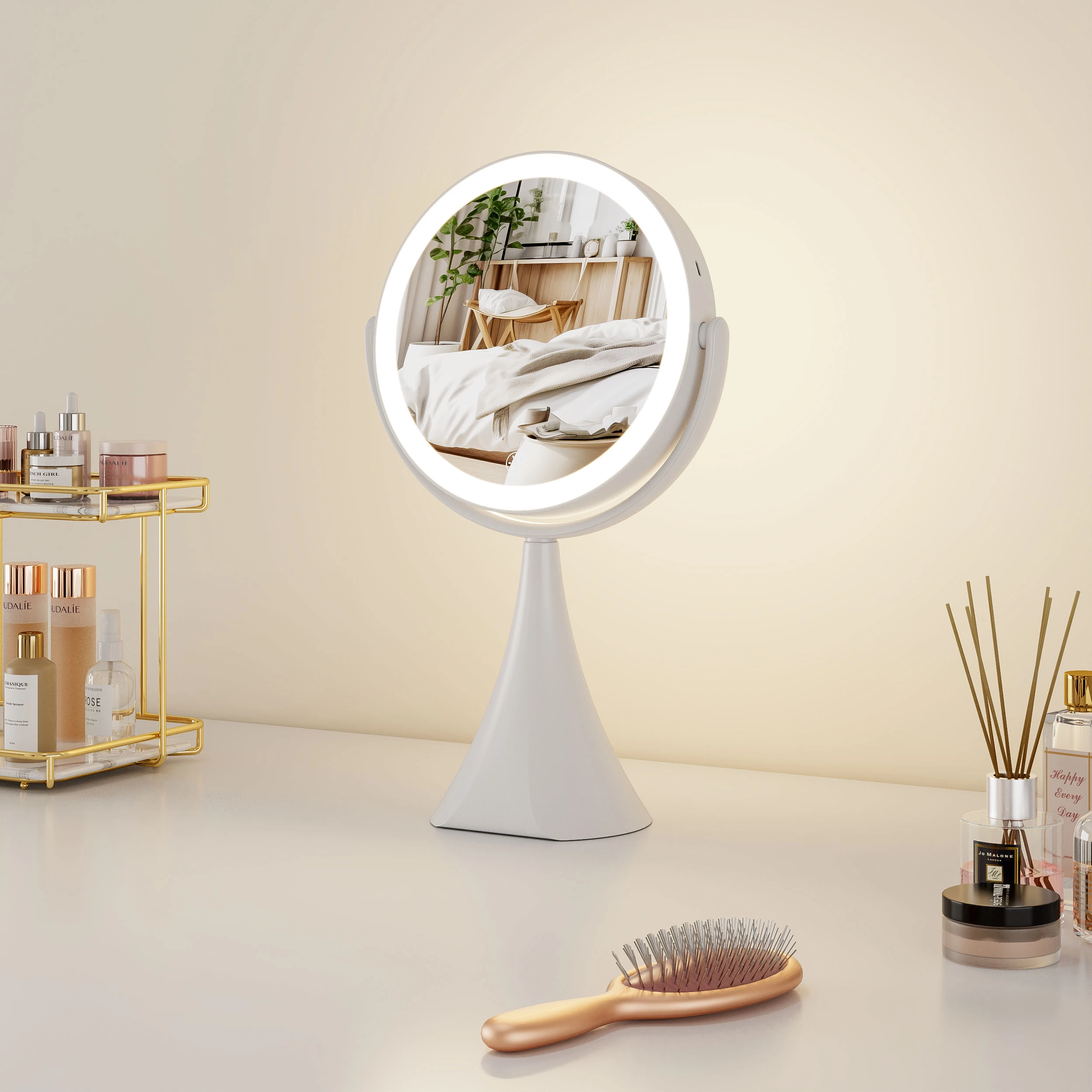 Ronde LED-bureauspiegel