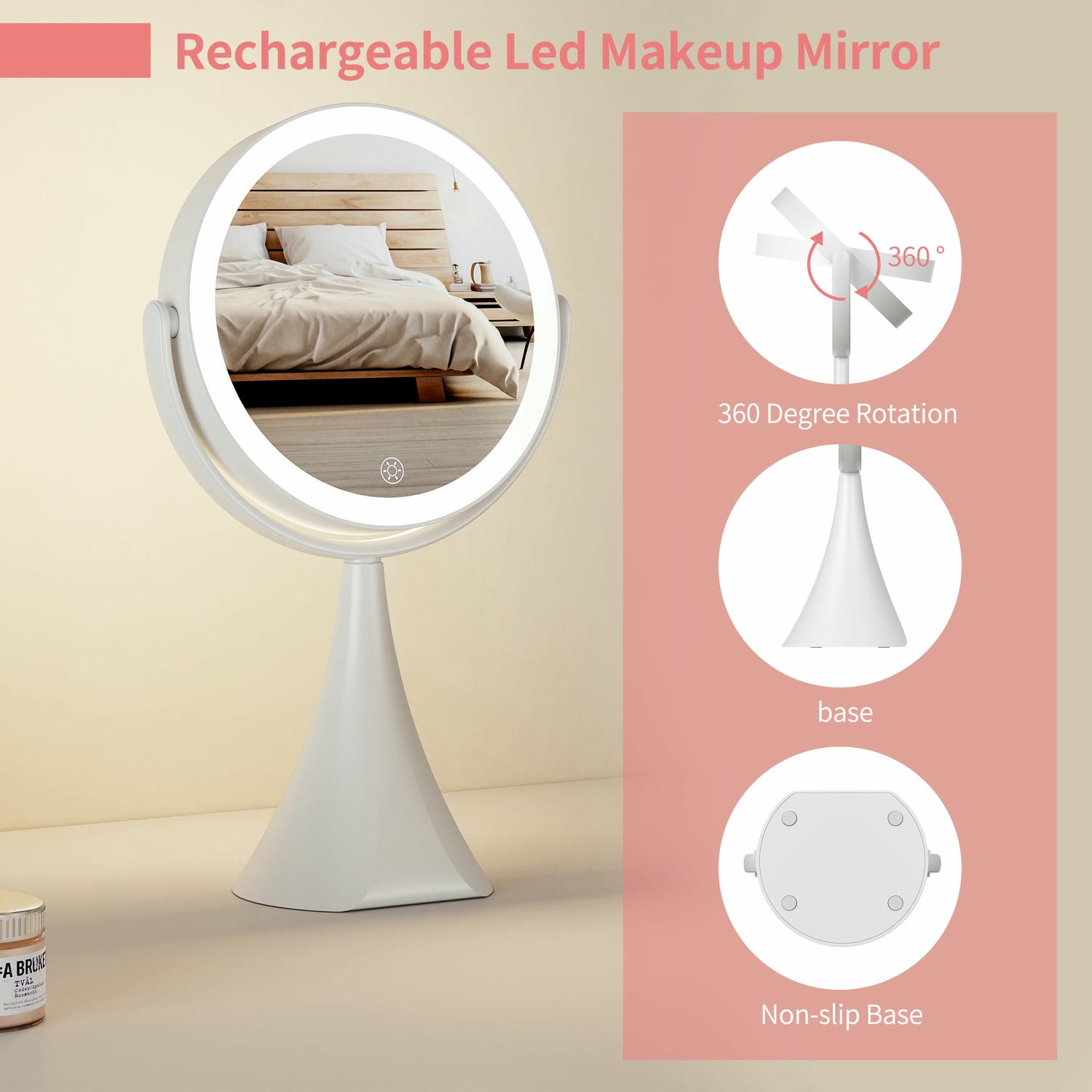 Round Desktop Led Vanity Mirror