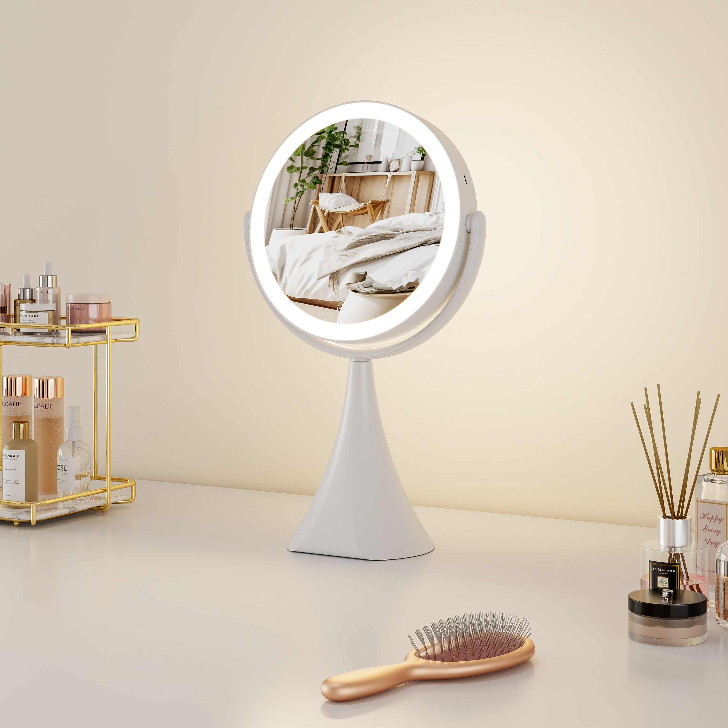 Round Desktop Led Vanity Mirror