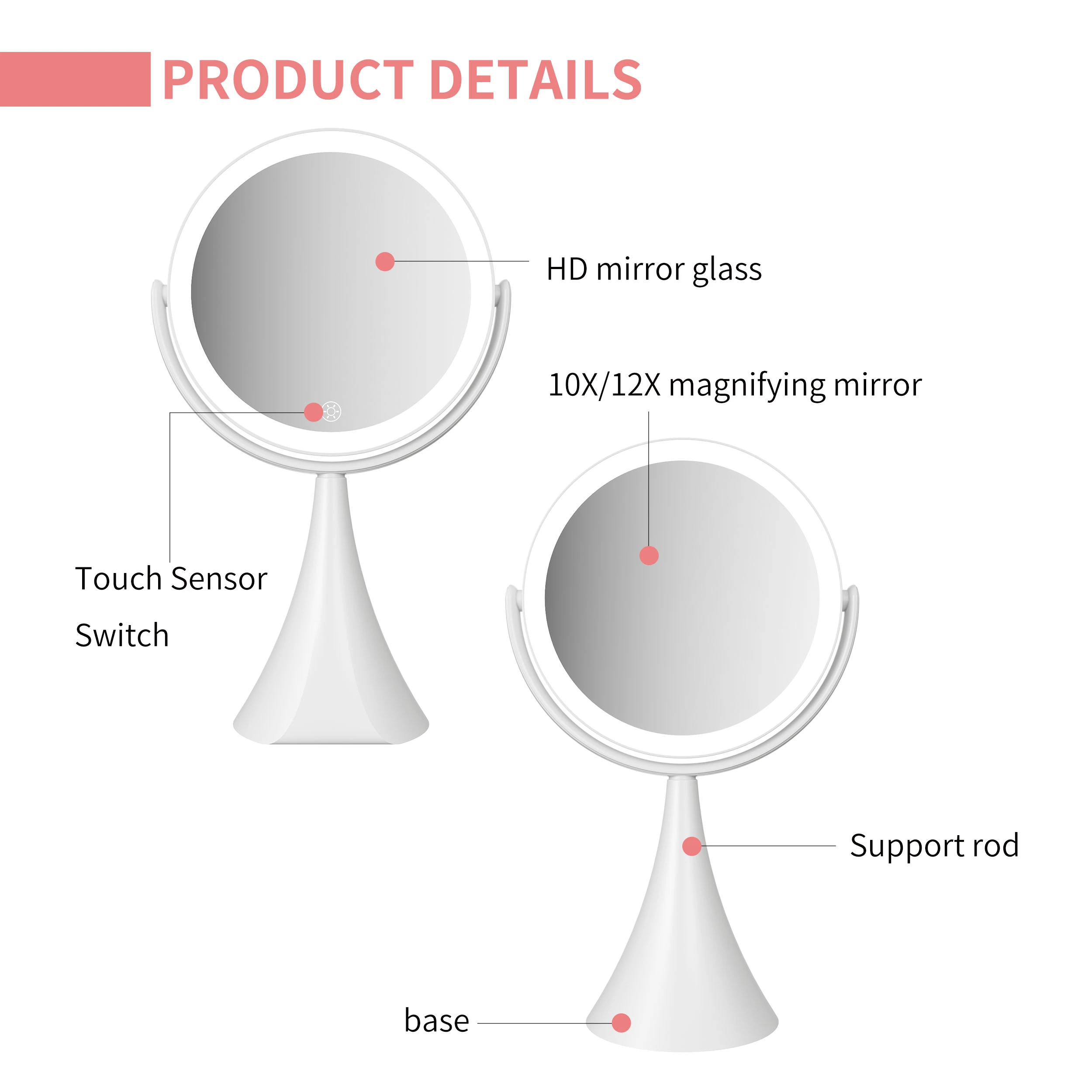 Kaptafelspiegel met led-verlichting