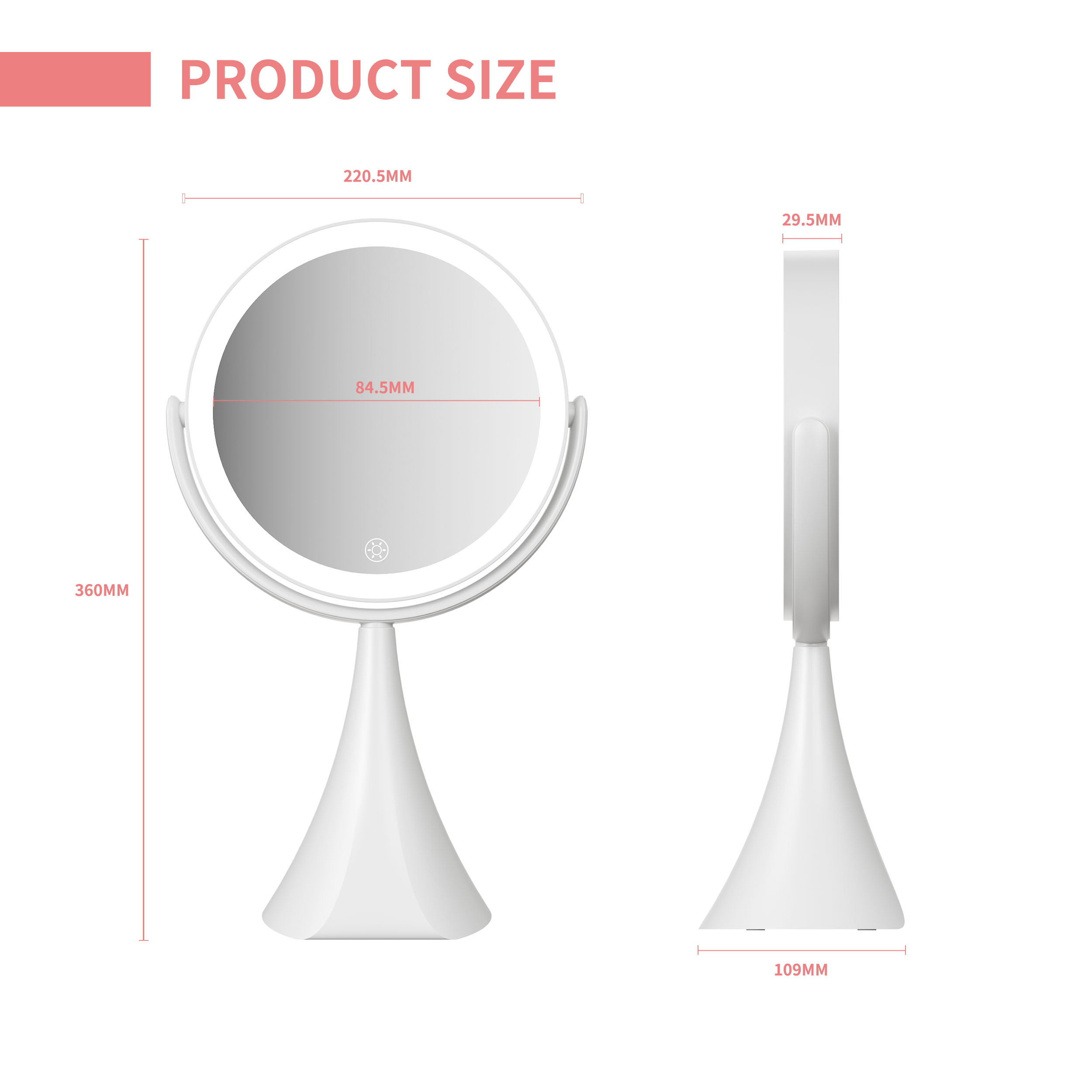 Round Desktop Led Vanity Mirror