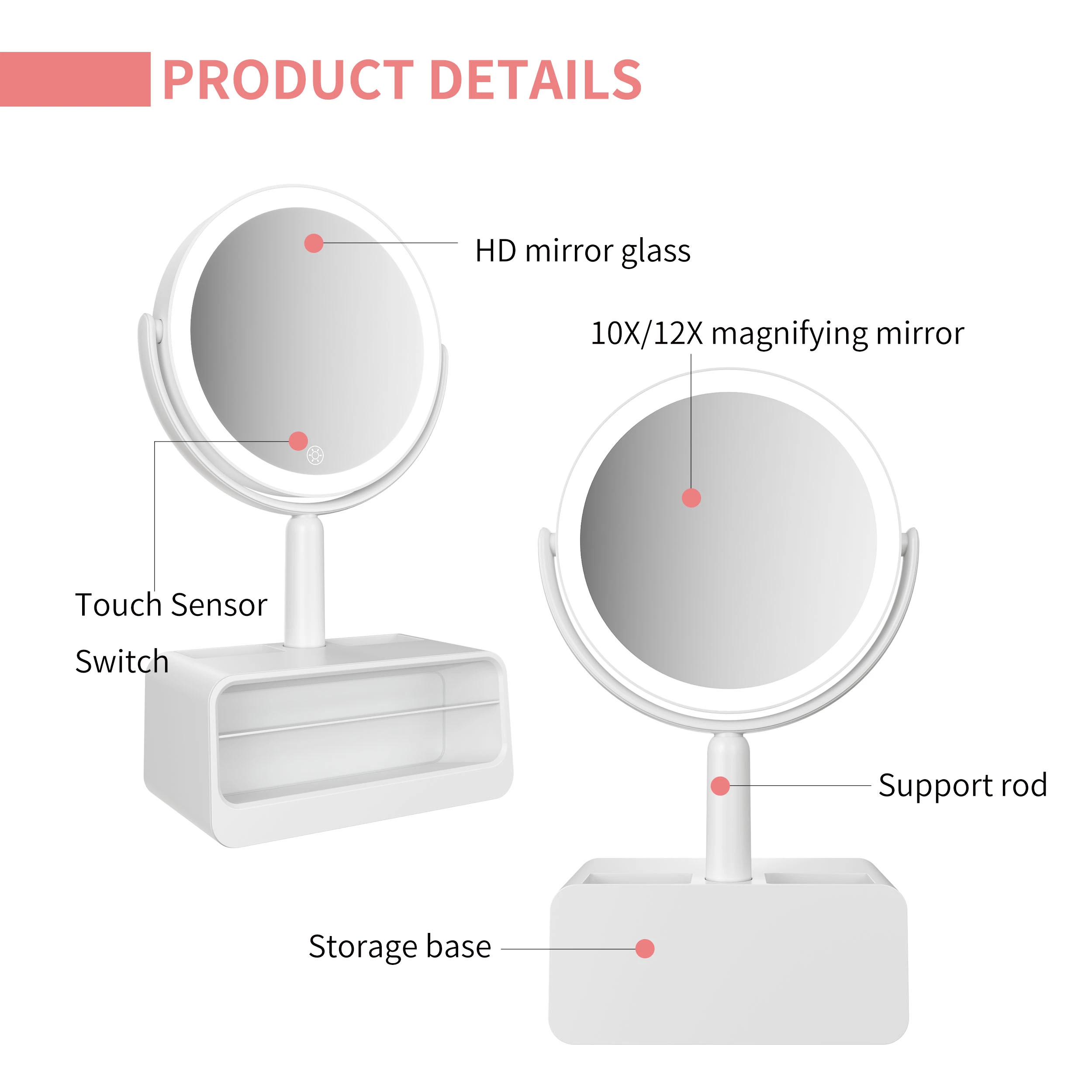 Make-uptafel met verlichte spiegel