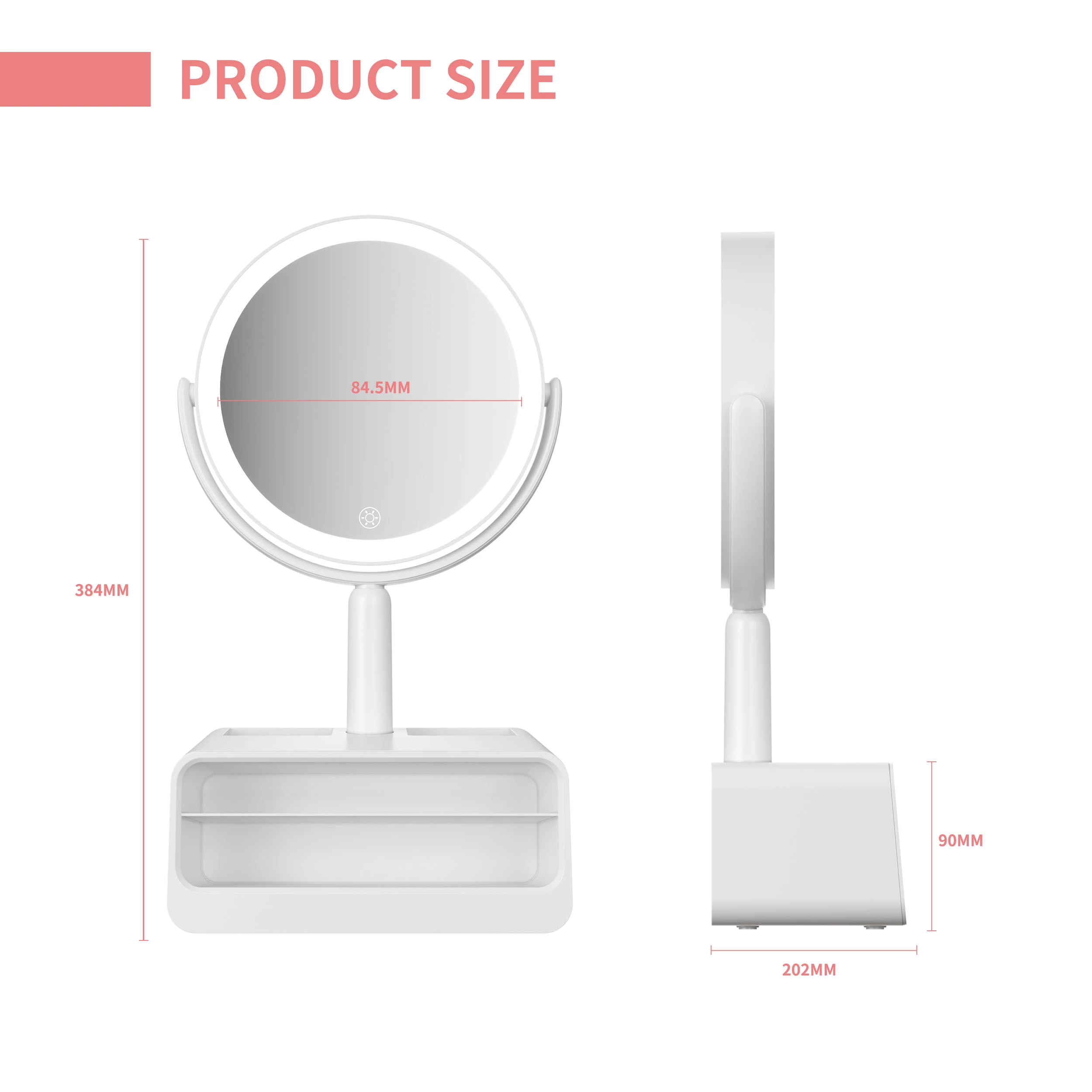 Make-uptafel met verlichte spiegel