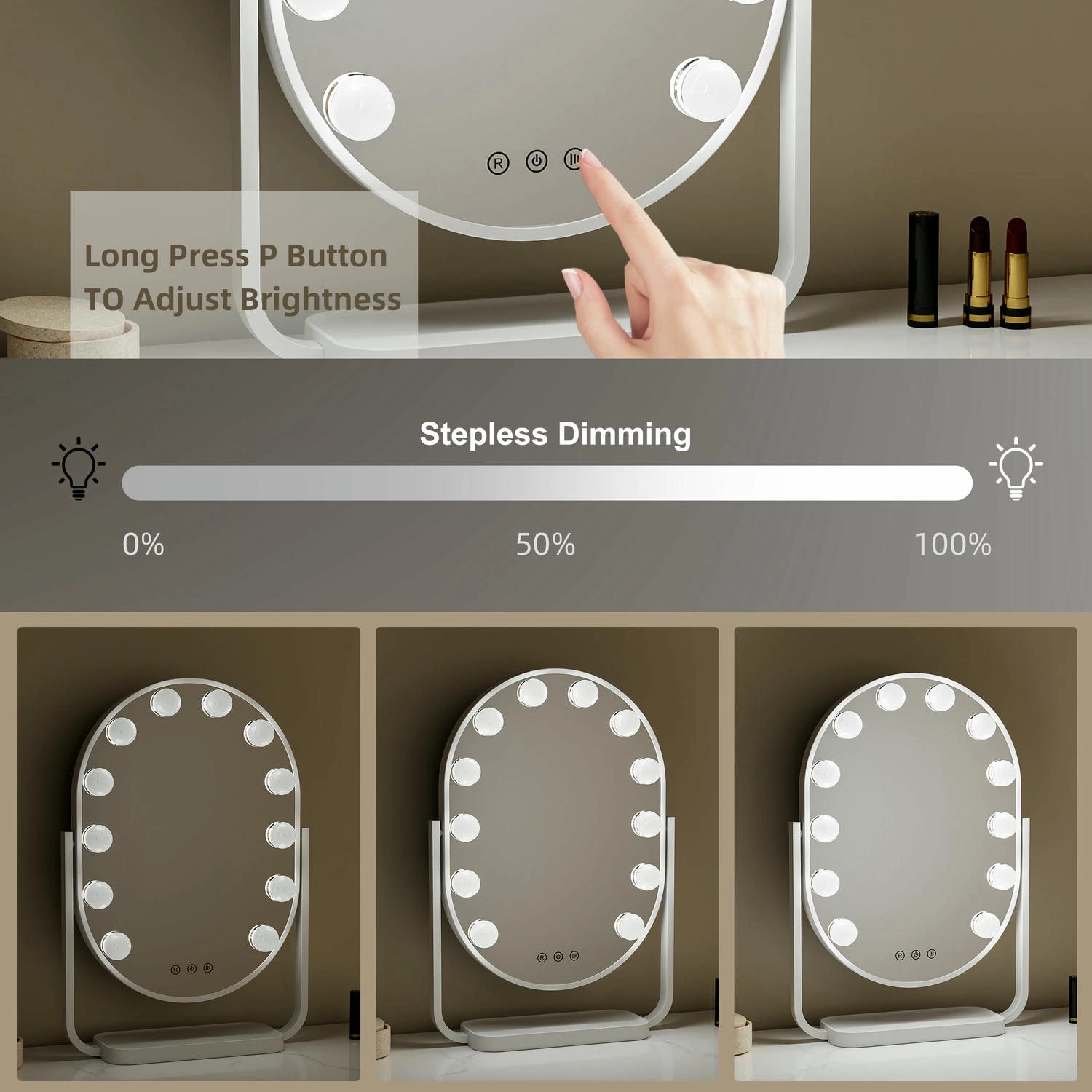 Oval Hollywood Vanity Mirror