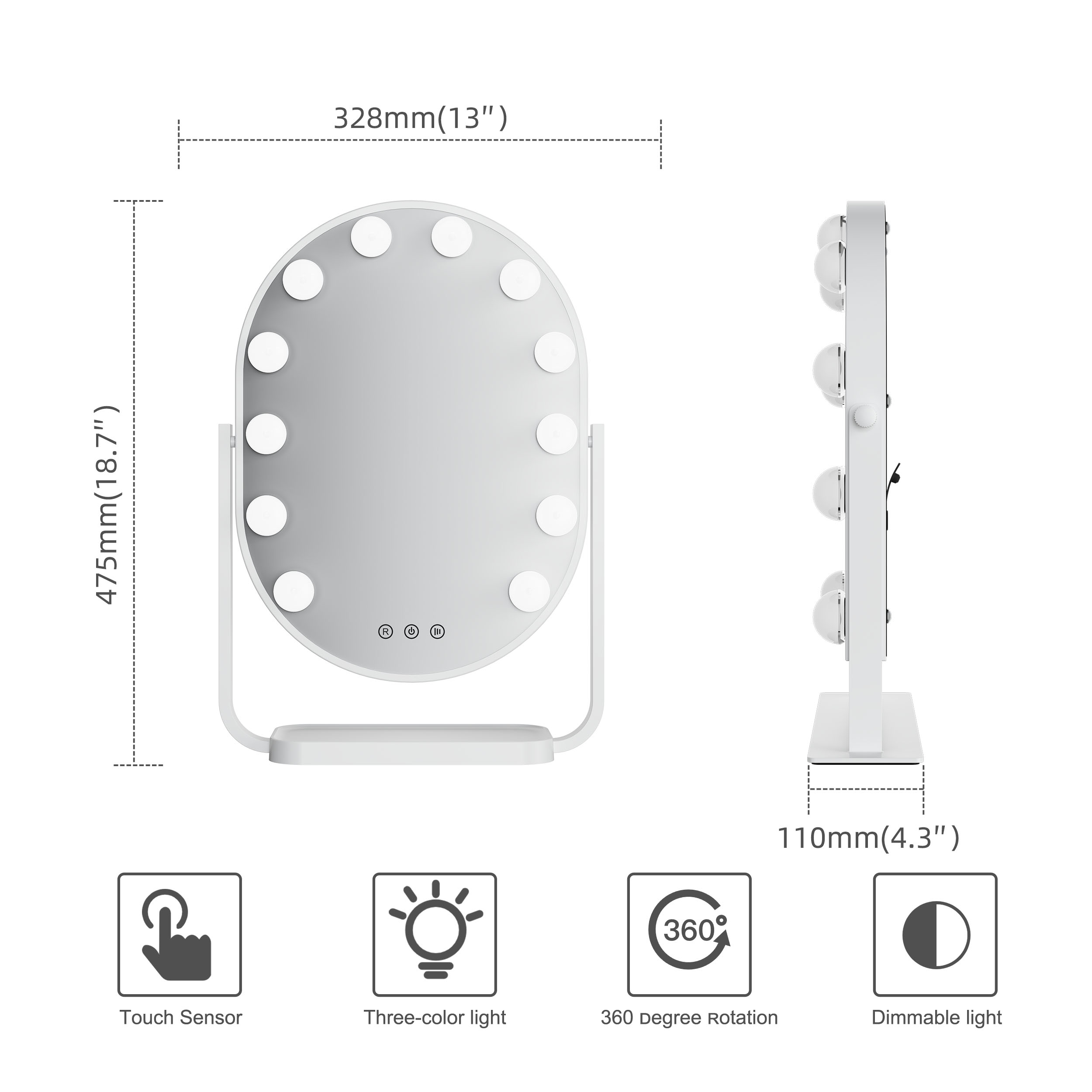 Oval Hollywood Vanity Mirror