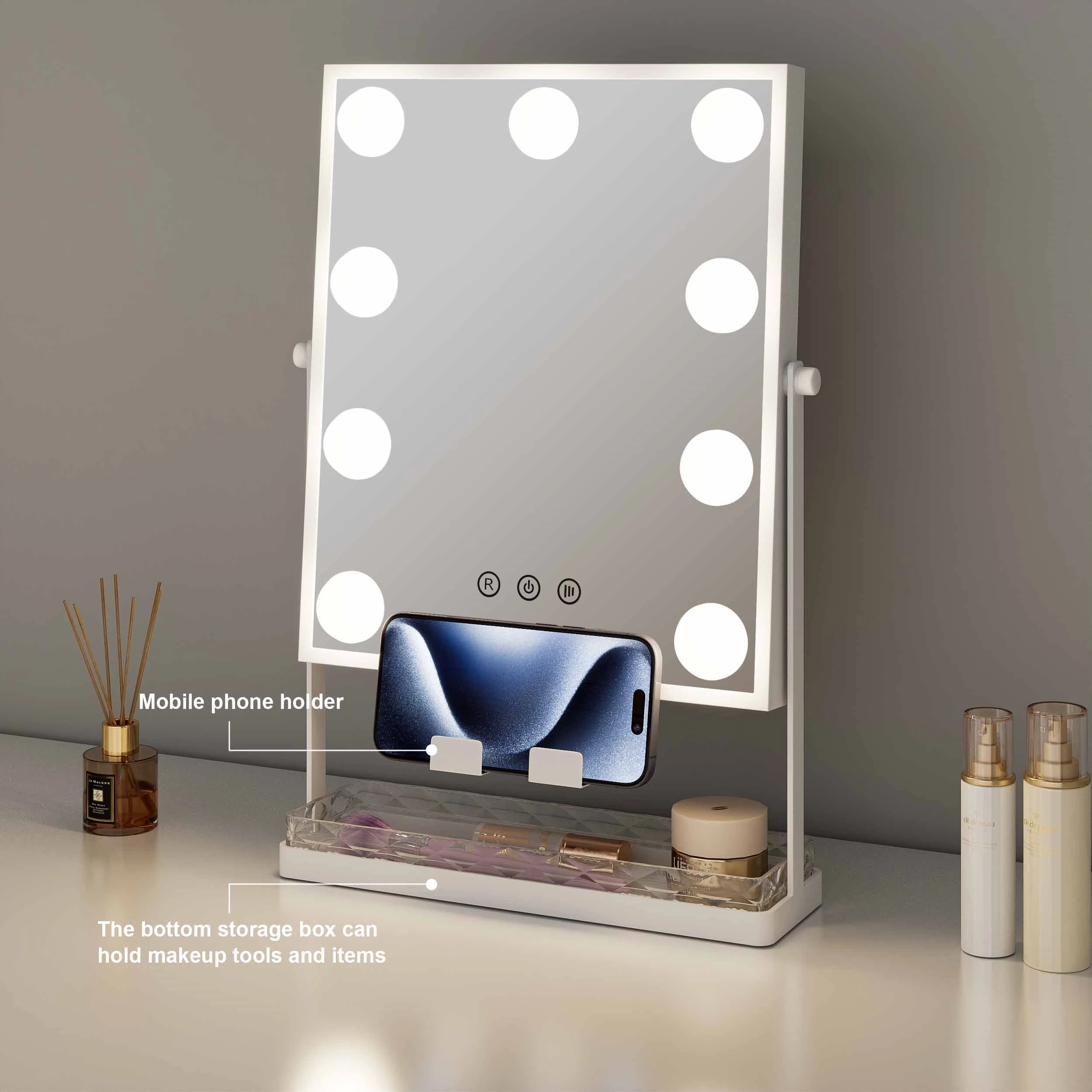 Miroir Hollywood avec rangement