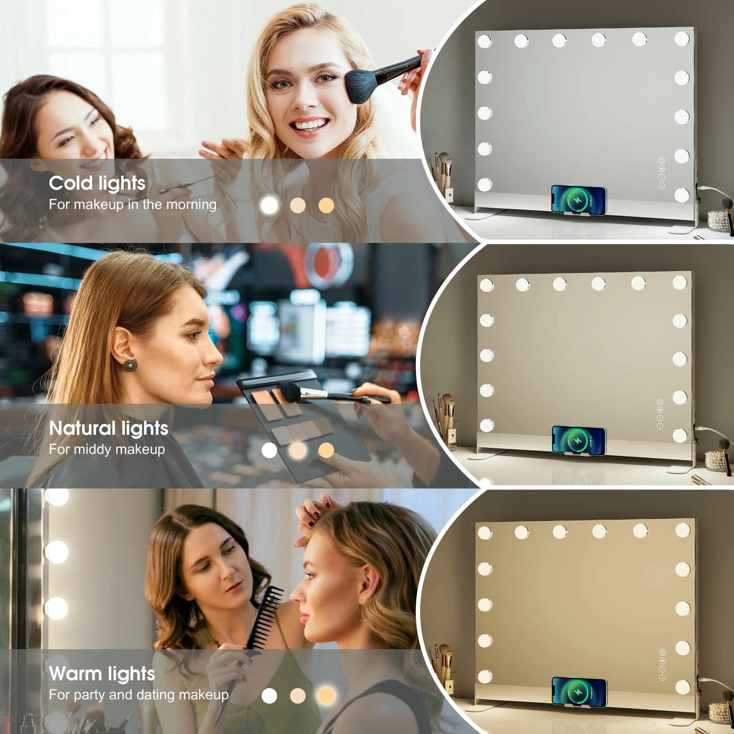 Miroir Hollywood avec haut-parleurs Bluetooth