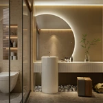 Miroir de salle de bain demi-lune à LED