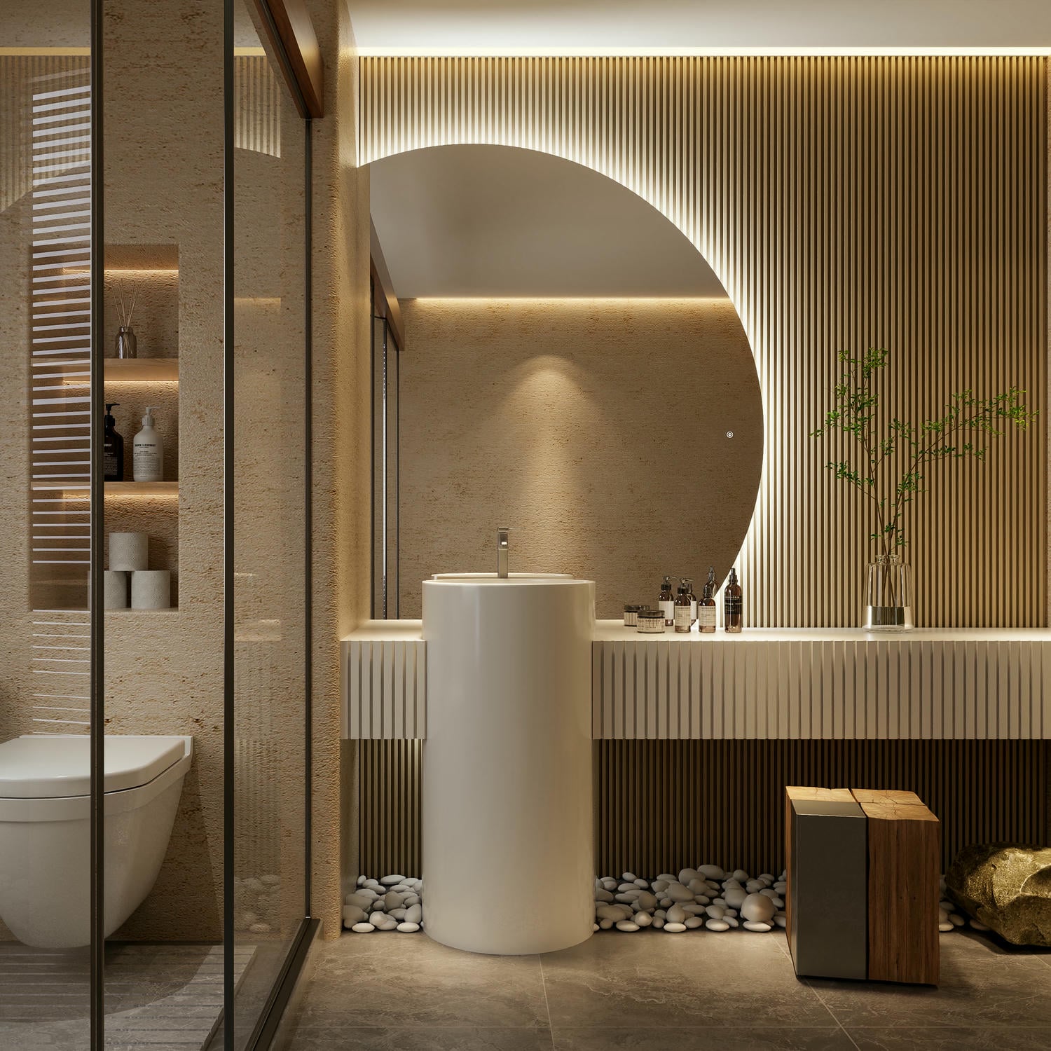 LED Half Moon Bathroom Mirror