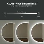 Miroir de salle de bain demi-lune à LED