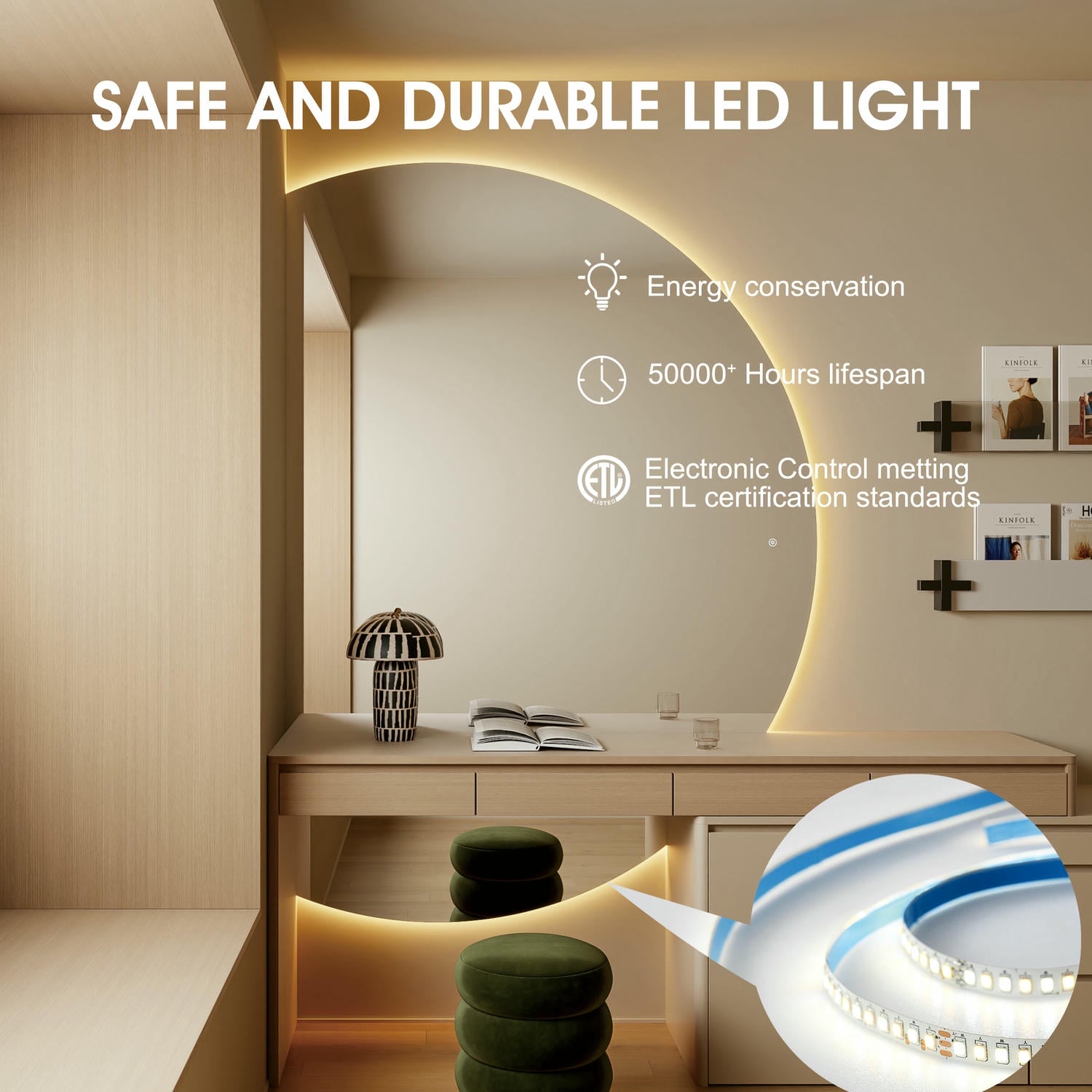 LED Half Moon Bathroom Mirror