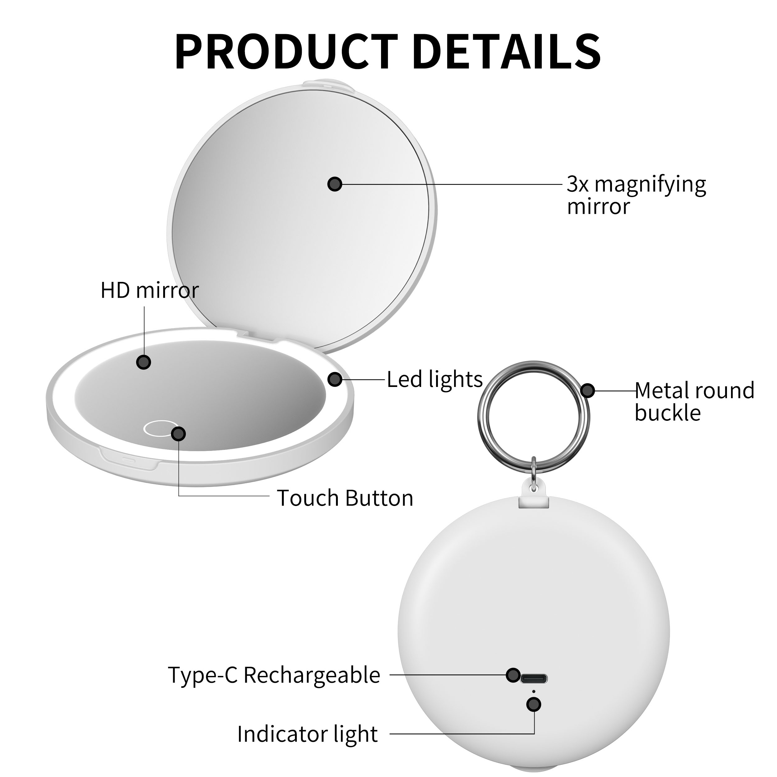 LED Compact Mirror