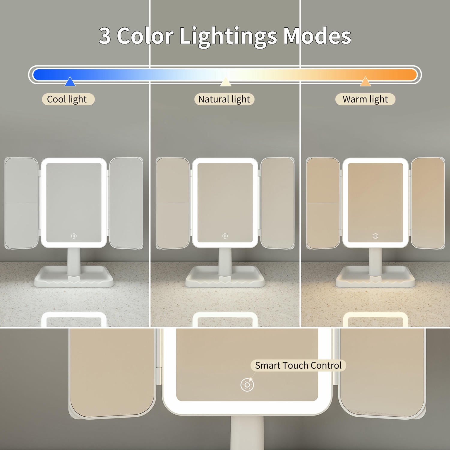 Led Trifold Vanity Mirror