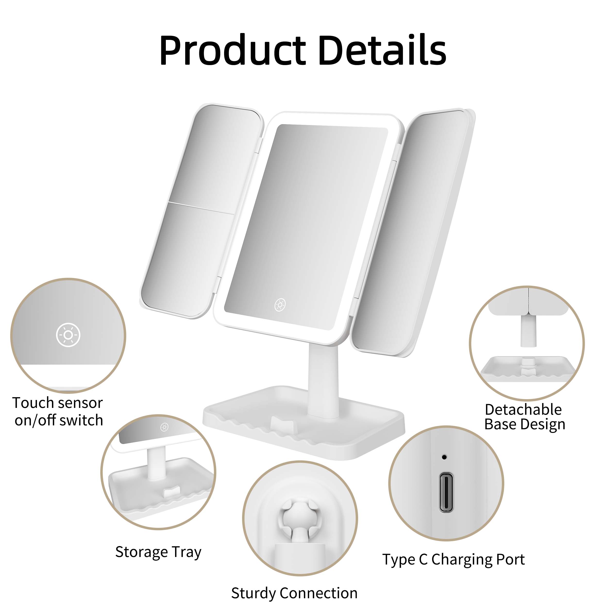 Led Trifold Vanity Mirror