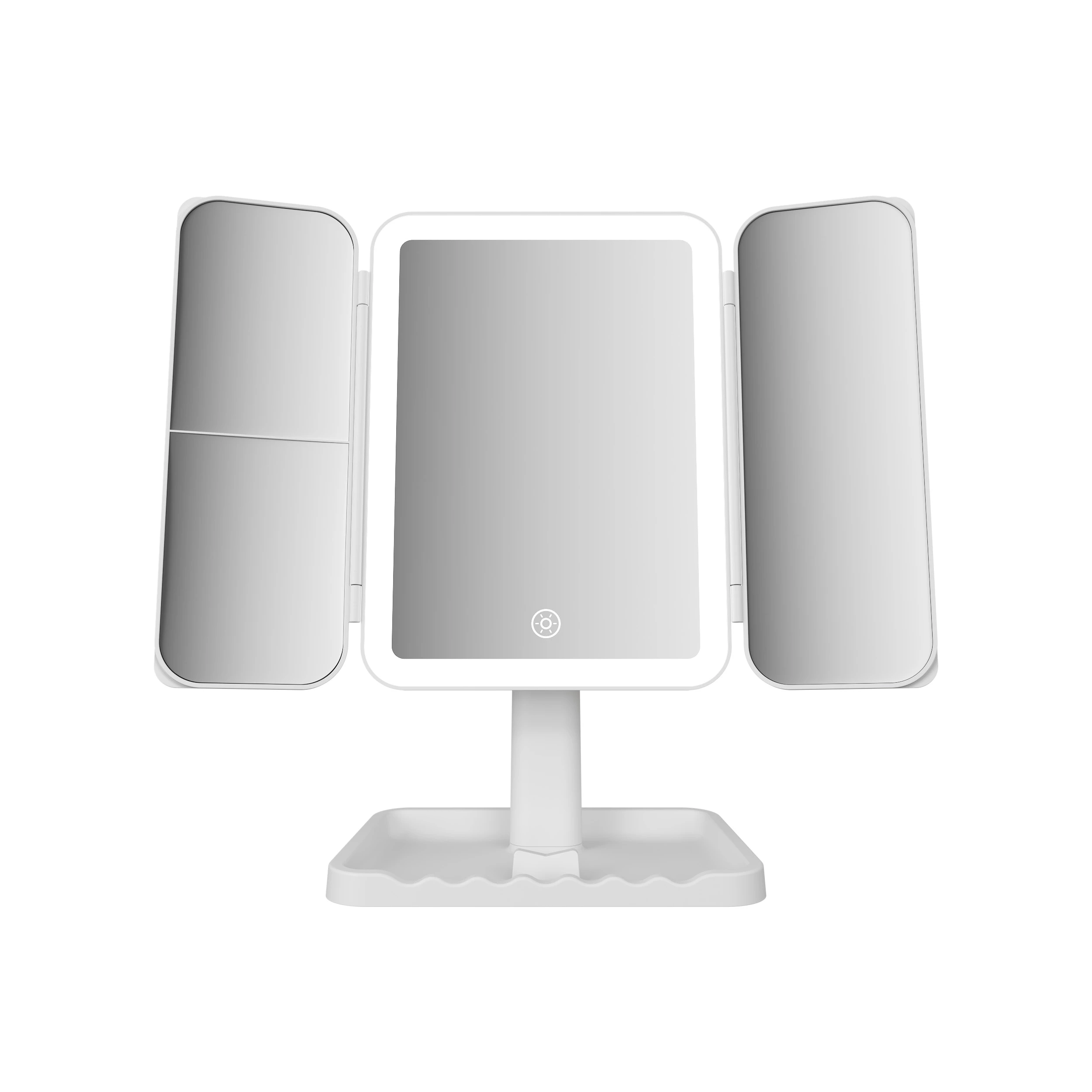 Miroir de coiffeuse à trois volets avec LED