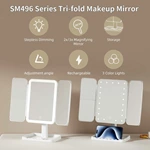 Miroir de coiffeuse à trois volets LED