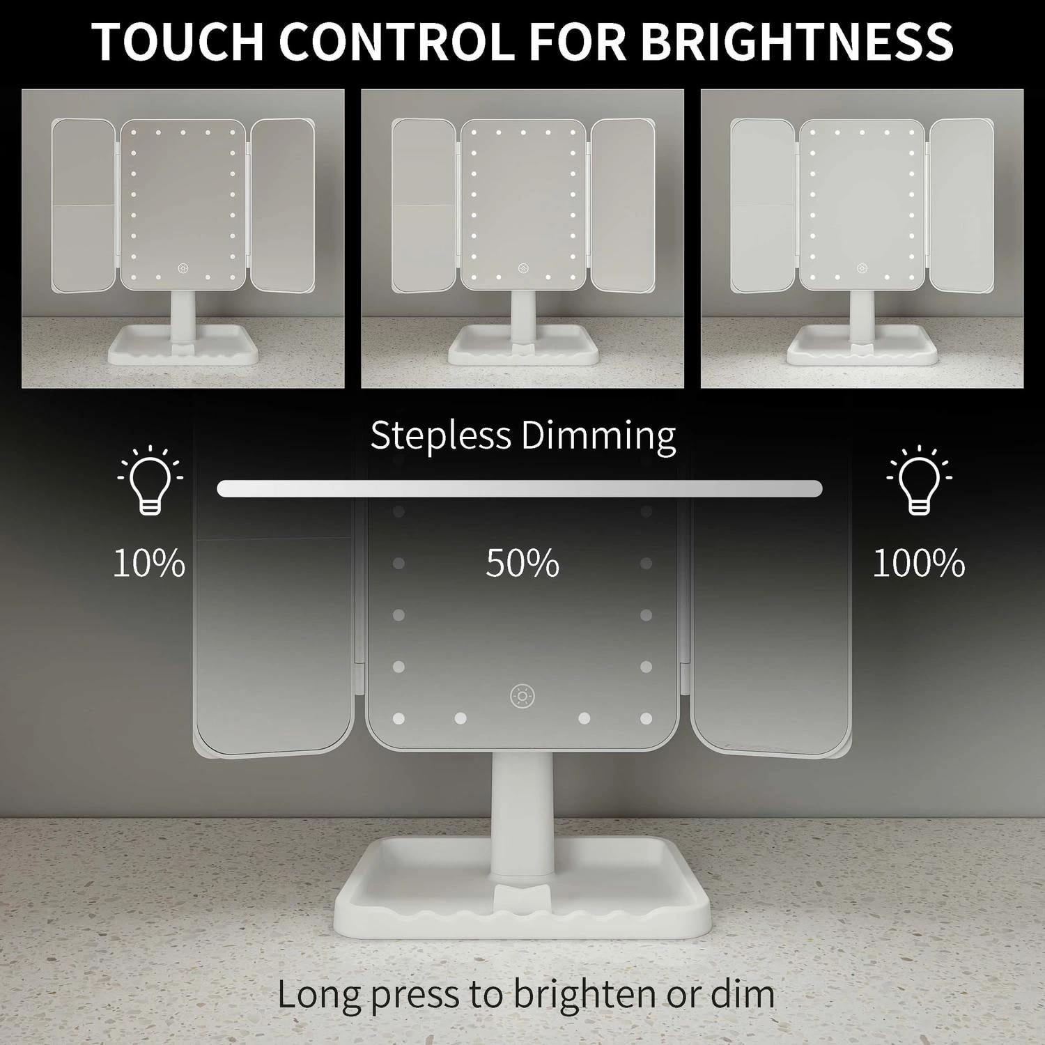 Drievoudige kaptafelspiegel