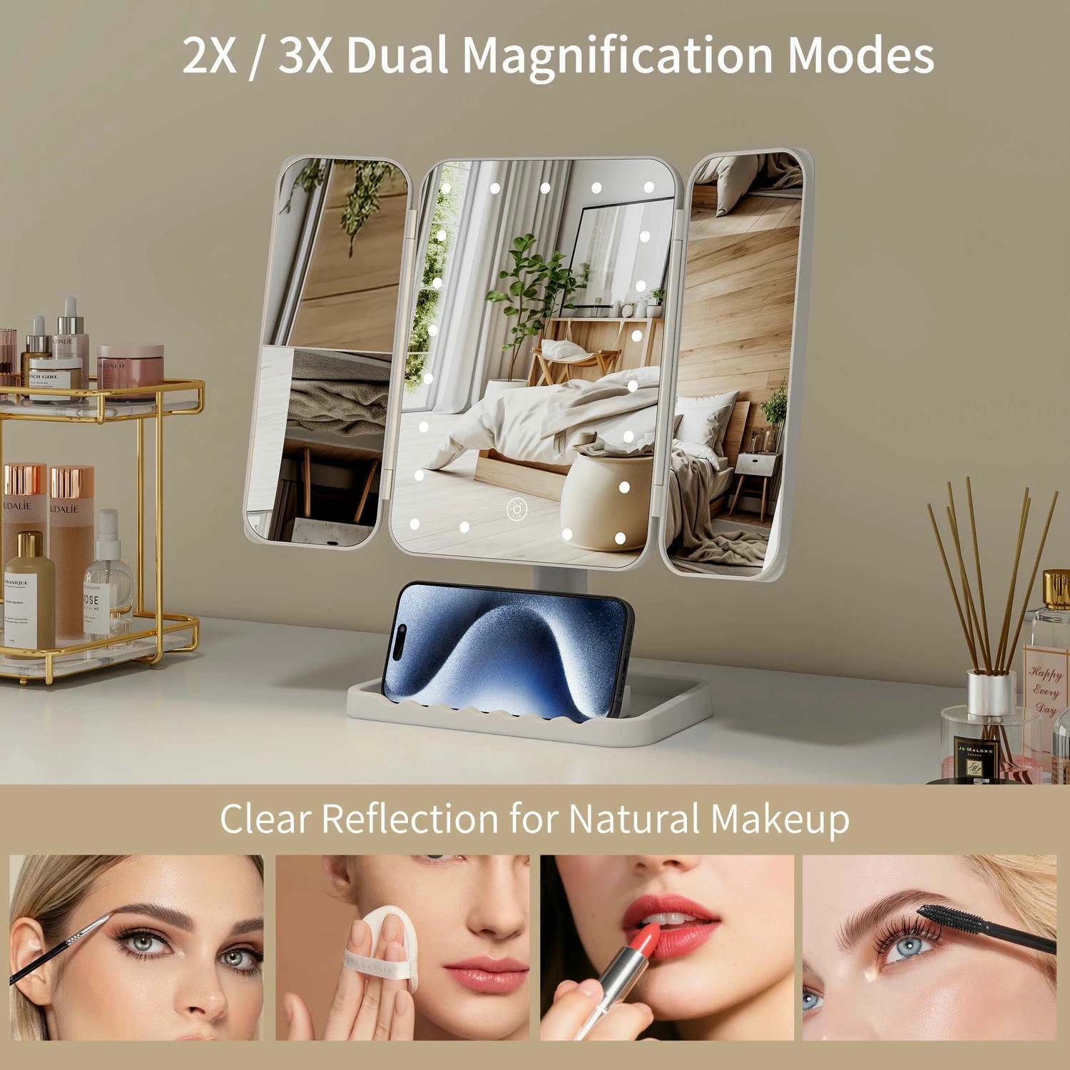 Drievoudige kaptafelspiegel