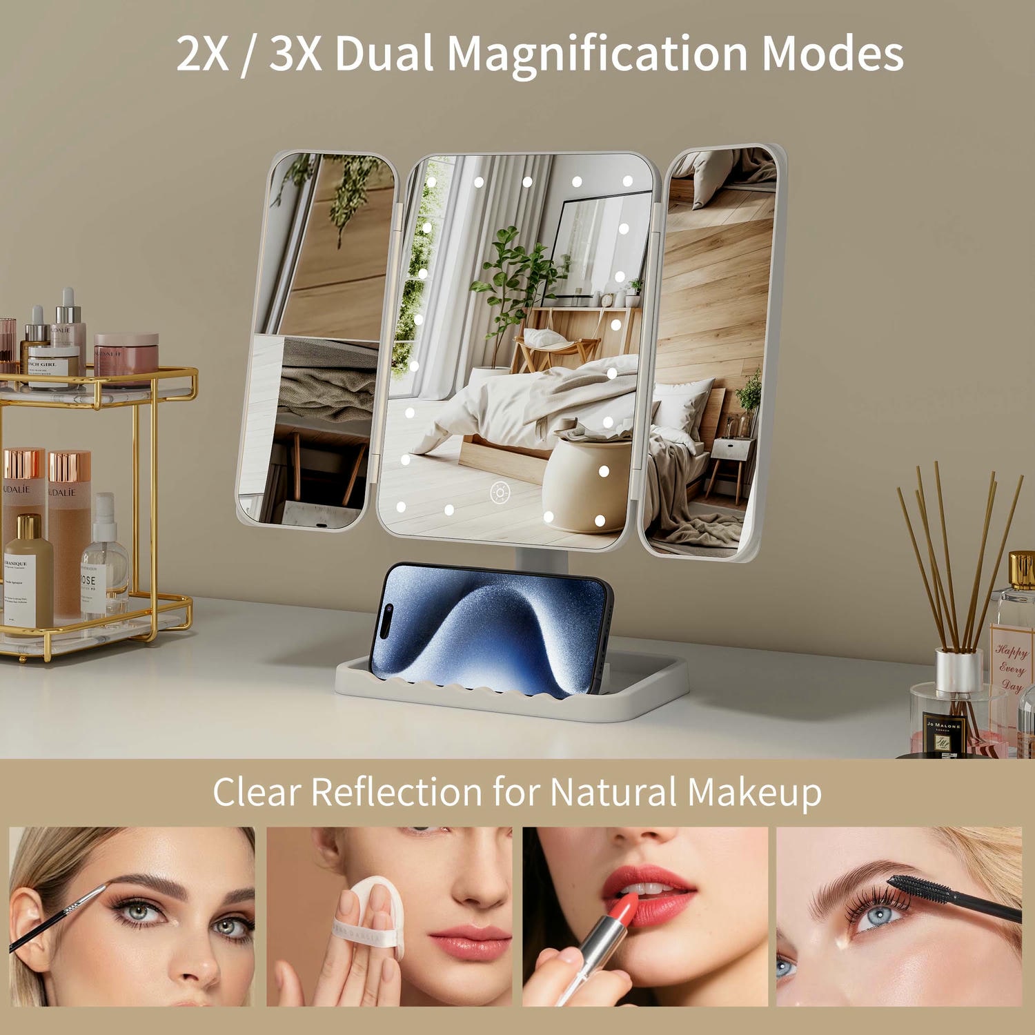 Led Trifold Vanity Mirror