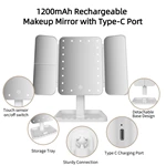 Led drievoudige kaptafelspiegel