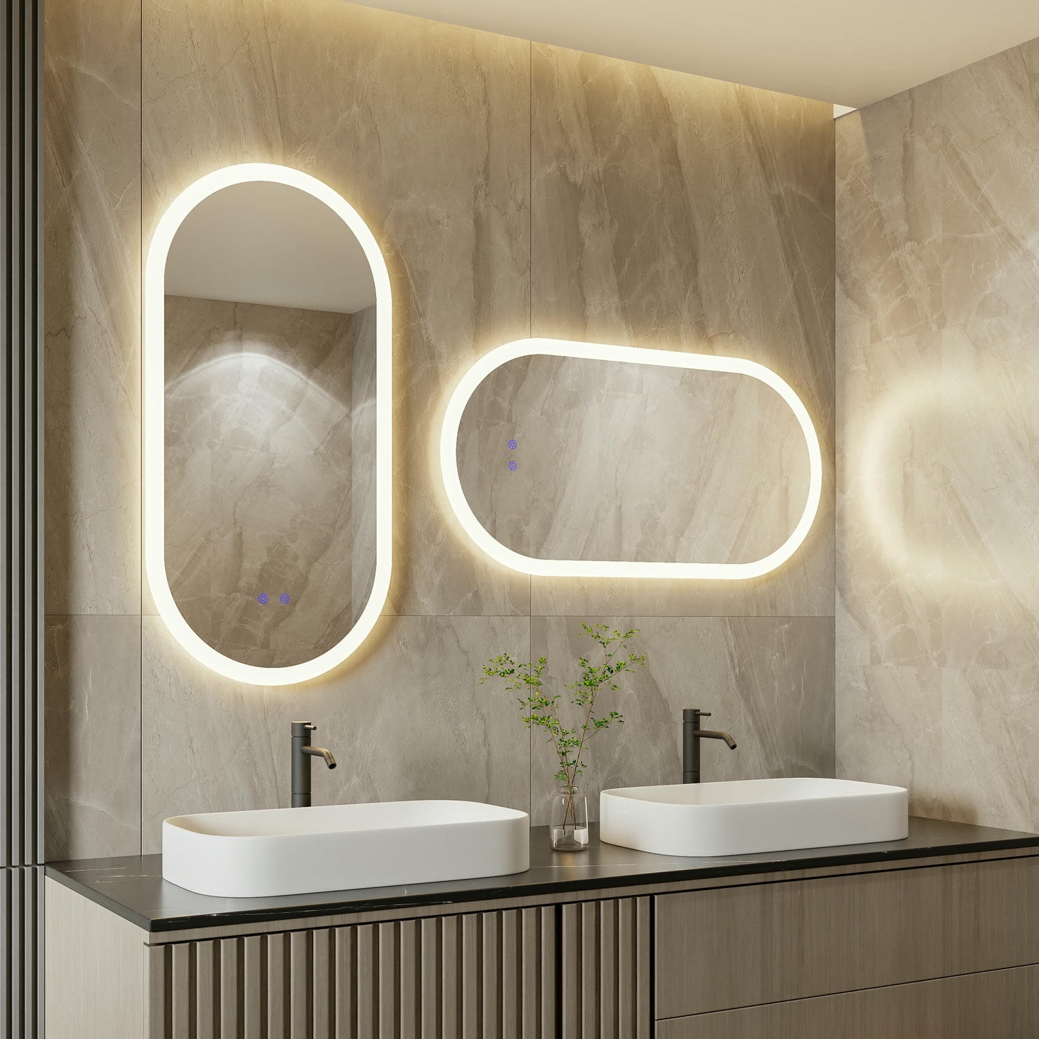 PC LED Oval Bathroom Mirror