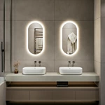 Miroir de salle de bain ovale à LED en polycarbonate