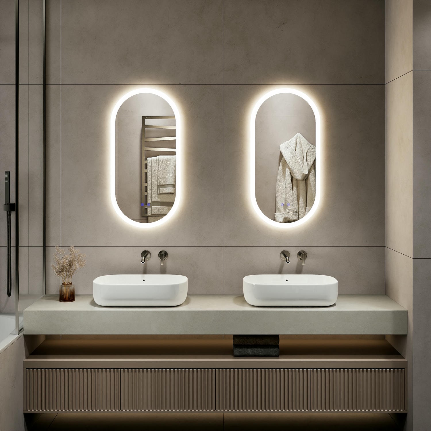PC LED Oval Bathroom Mirror