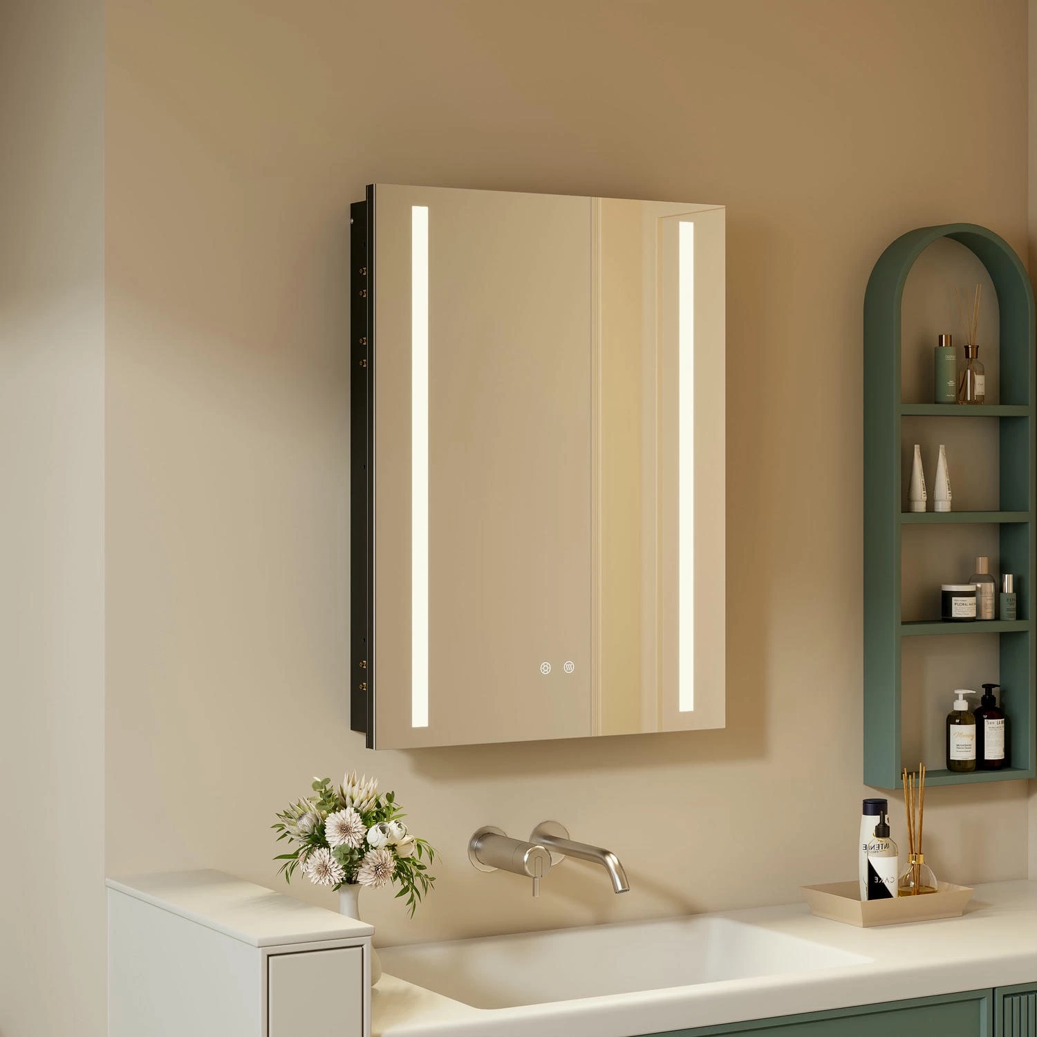 Armoire de salle de bain avec miroir LED
