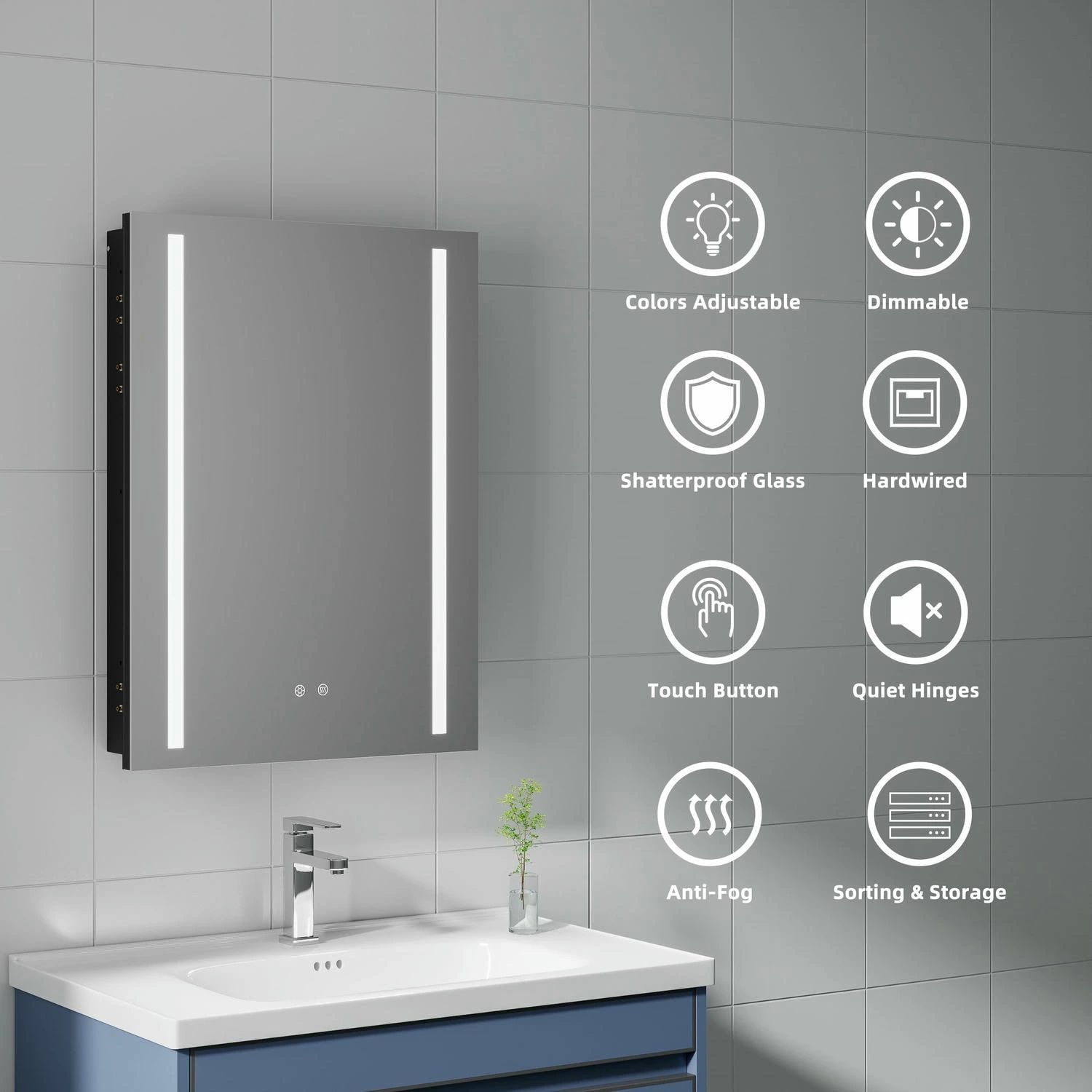 Zwarte badkamerspiegelkast