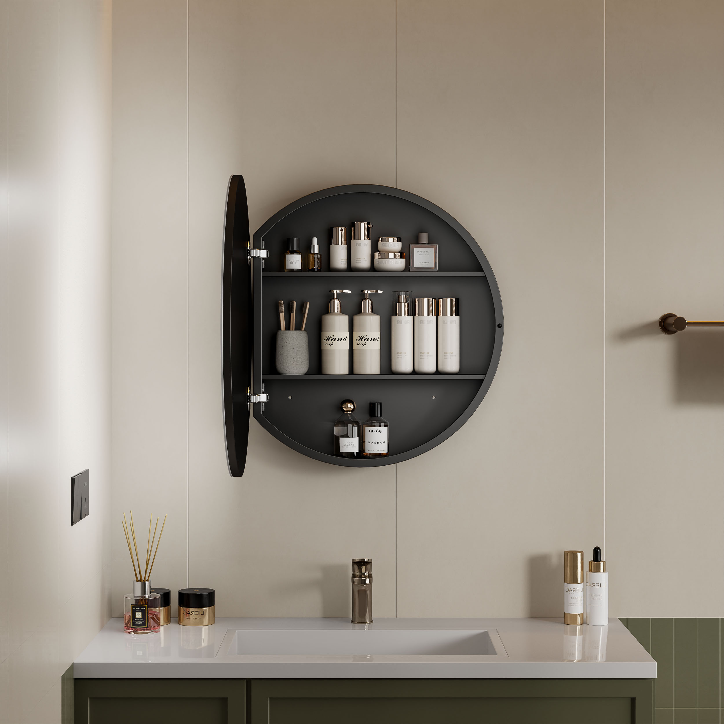 Round LED Bathroom Mirror Cabinet