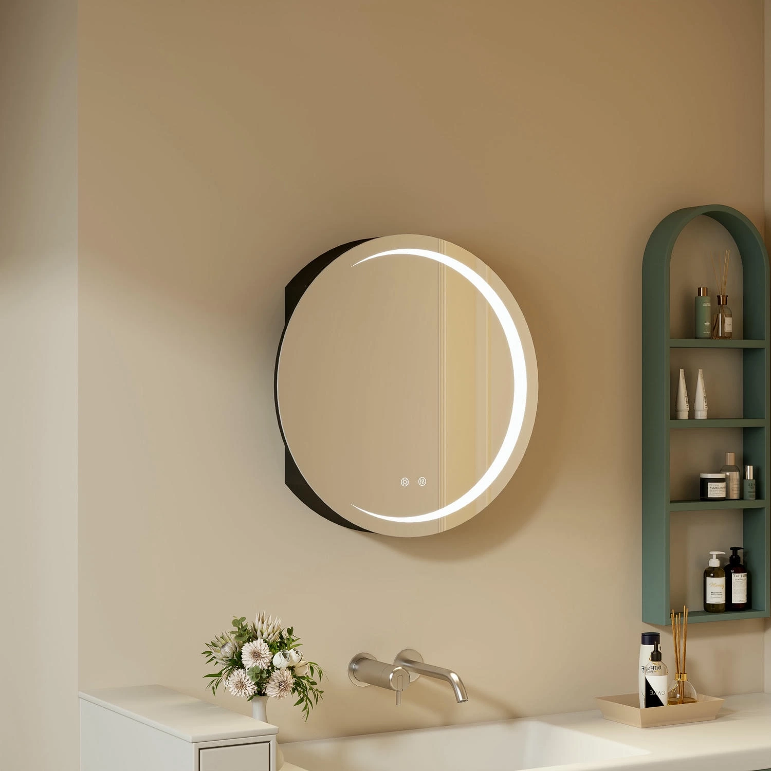 Ronde LED badkamerspiegelkast