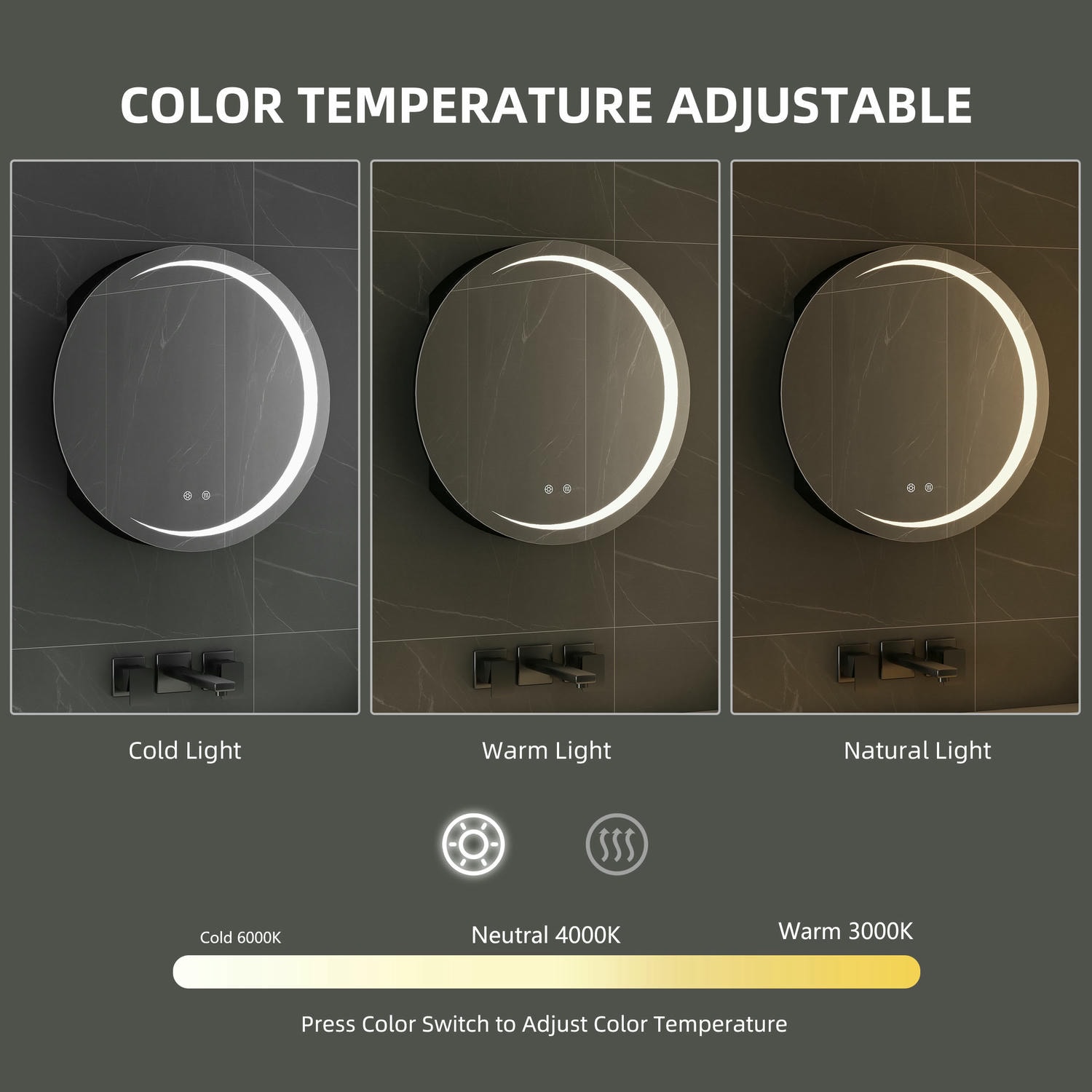 Round LED Bathroom Mirror Cabinet