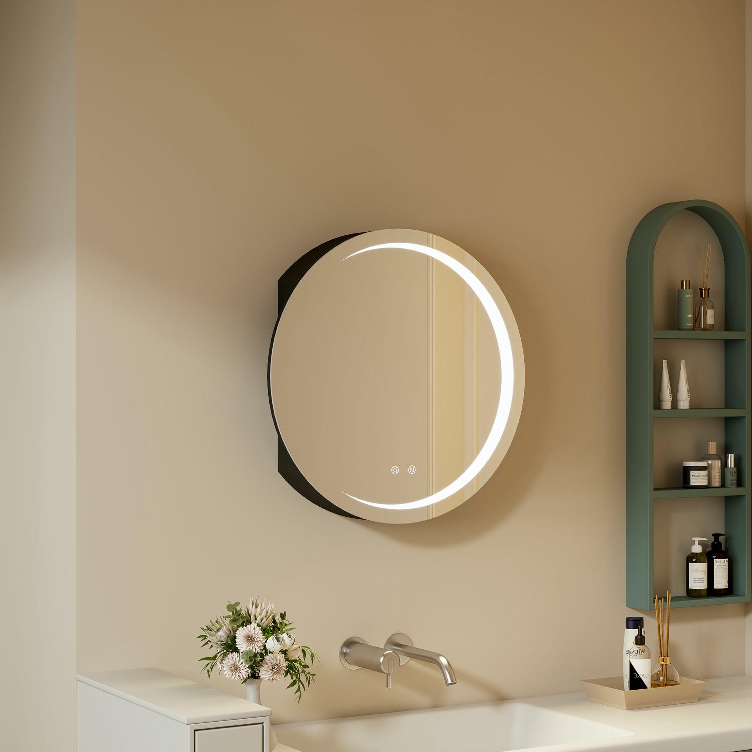 Round LED Bathroom Mirror Cabinet