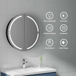 Armoire de salle de bain ronde avec miroir LED