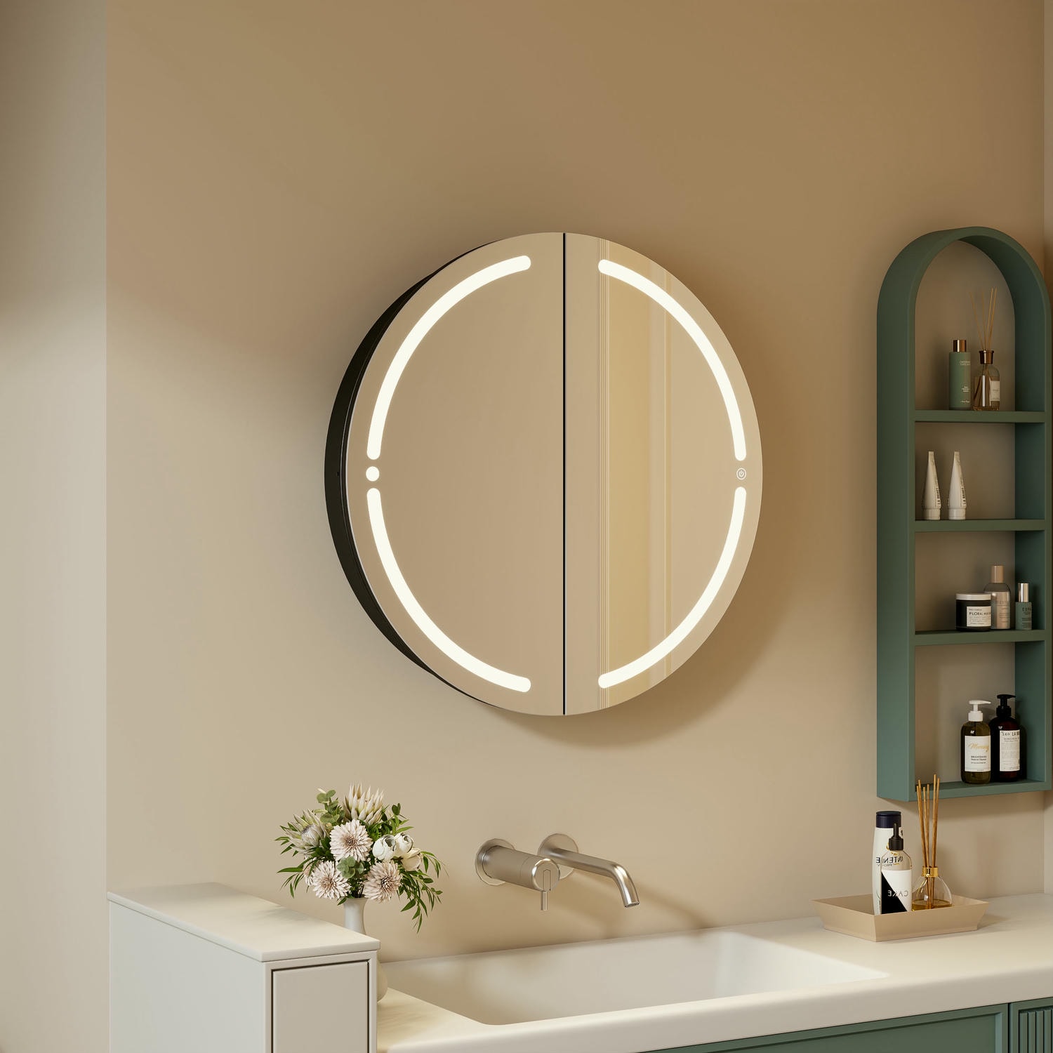 Round LED Bathroom Mirror Cabinet
