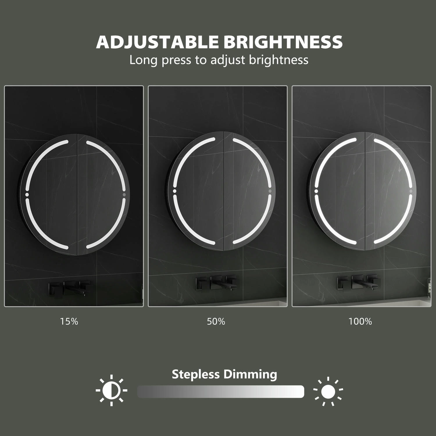 Ronde LED badkamerspiegelkast