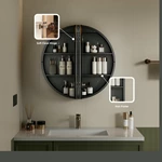 Armoire de salle de bain ronde avec miroir LED