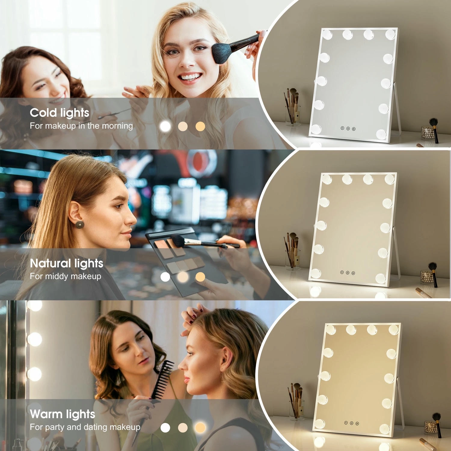 Miroir à ampoule pour coiffeuse