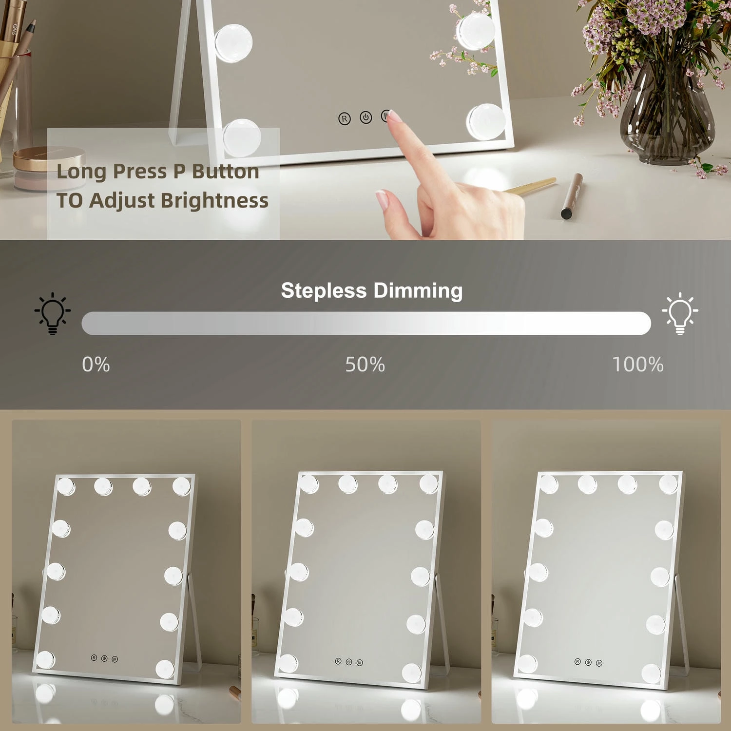 Miroir à ampoule pour coiffeuse