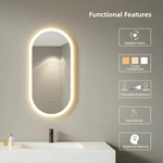 Miroir de salle de bain ovale à LED en polycarbonate