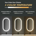 Miroir de salle de bain ovale à LED en polycarbonate