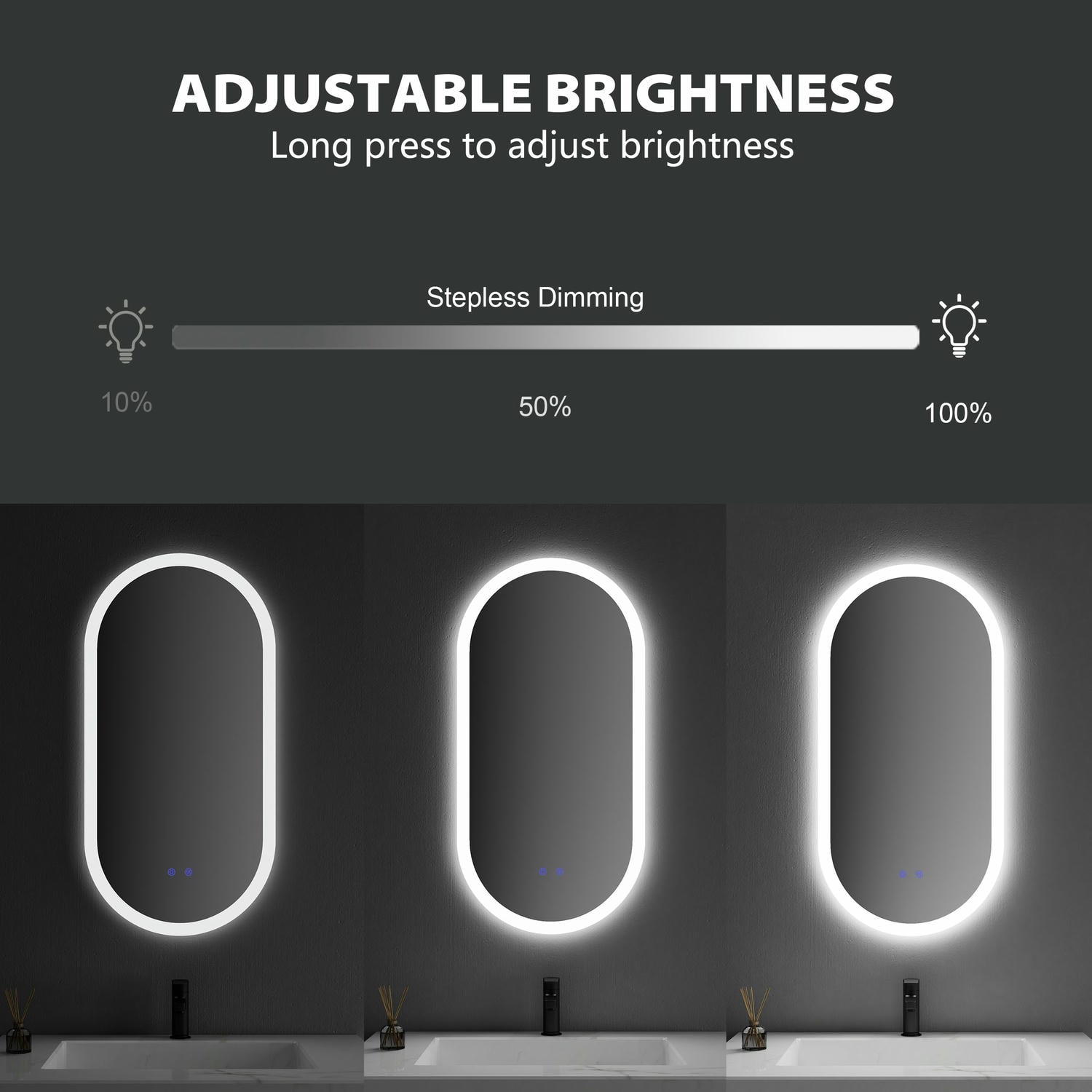 PC LED Oval Bathroom Mirror