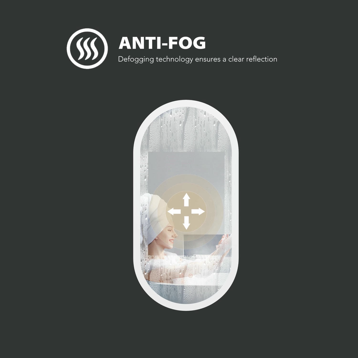 Ovale LED-badkamerspiegel
