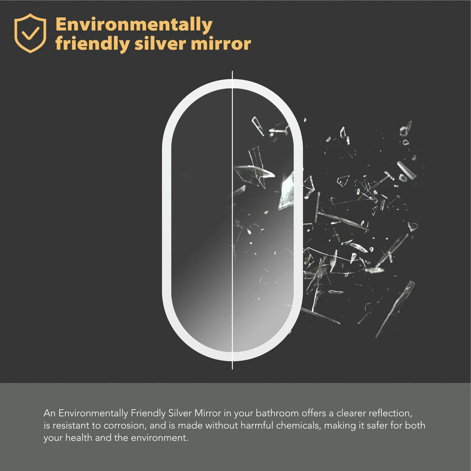 Salle de bain avec miroir ovale