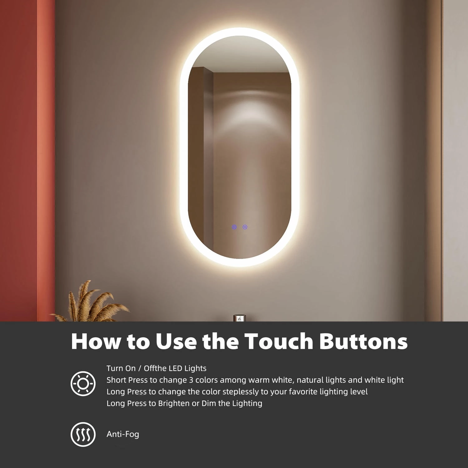 Ovale LED-badkamerspiegel