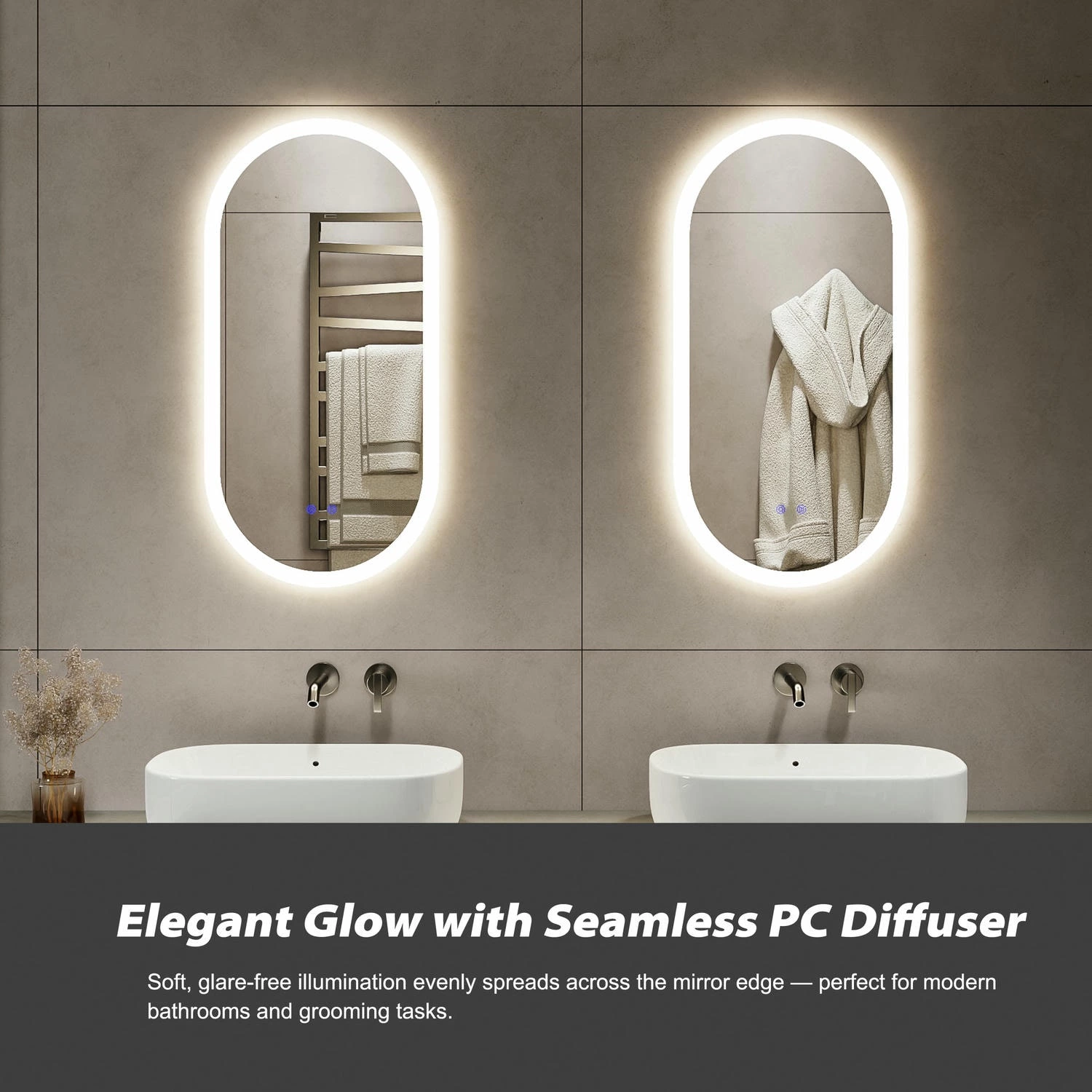 Ovale LED-badkamerspiegel