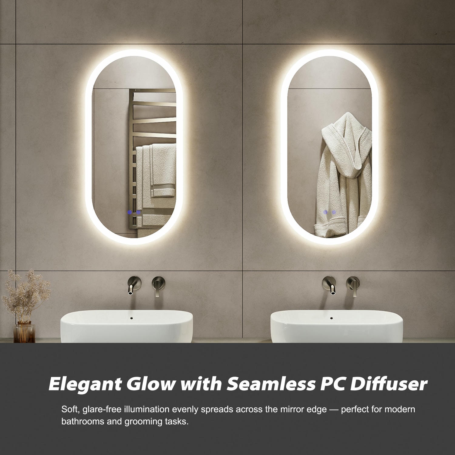 PC LED Oval Bathroom Mirror