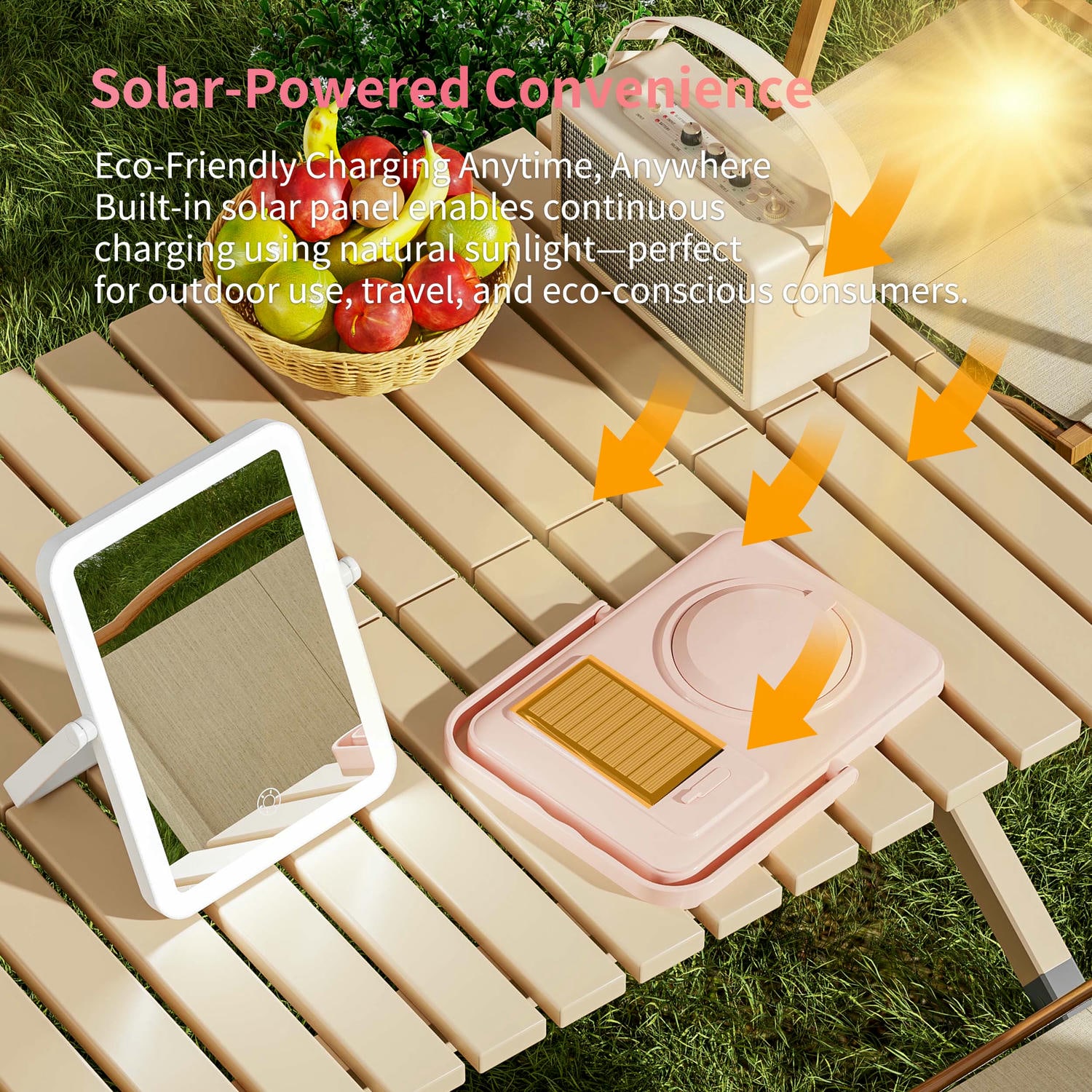 Solar LED Vanity Mirror