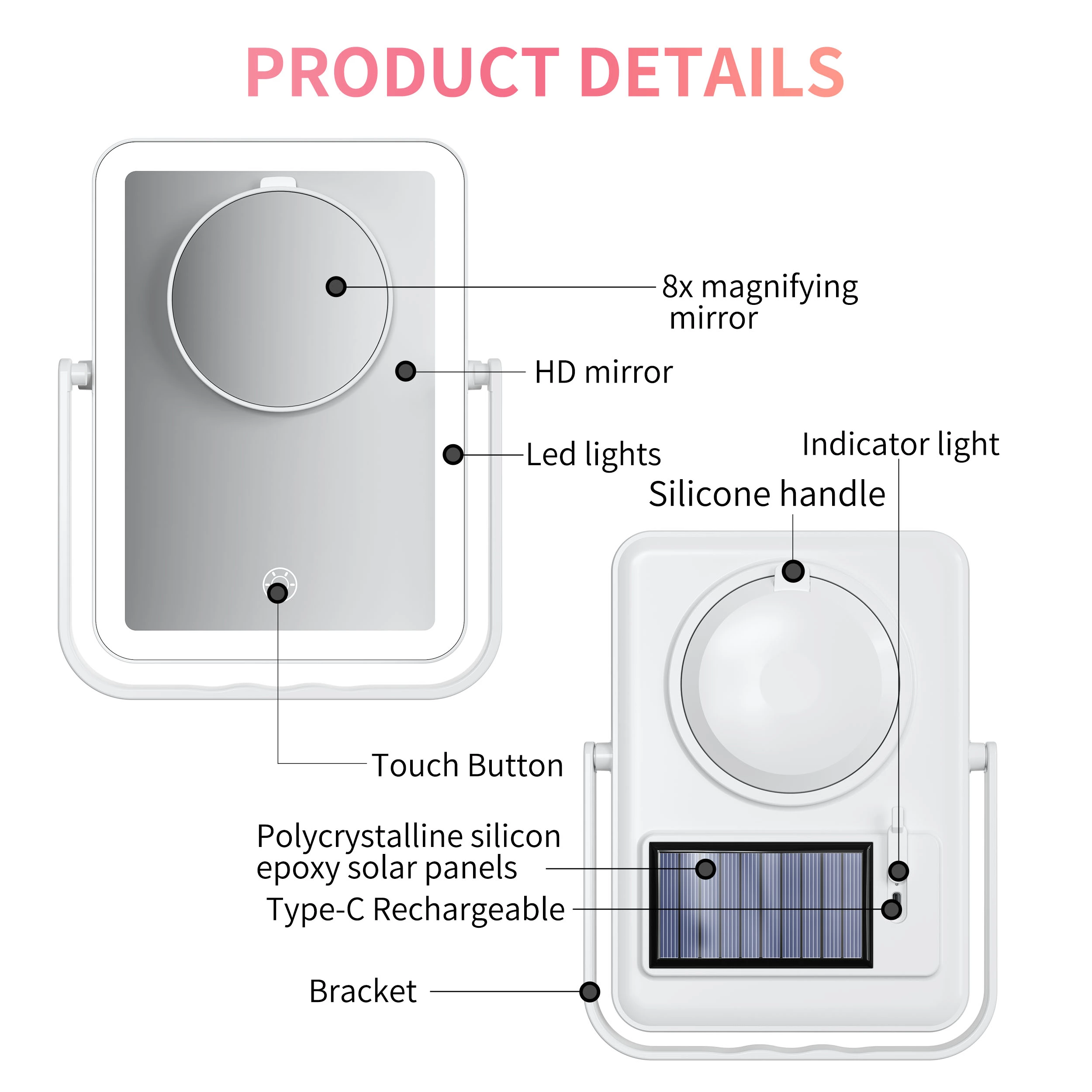 Miroir de maquillage portable