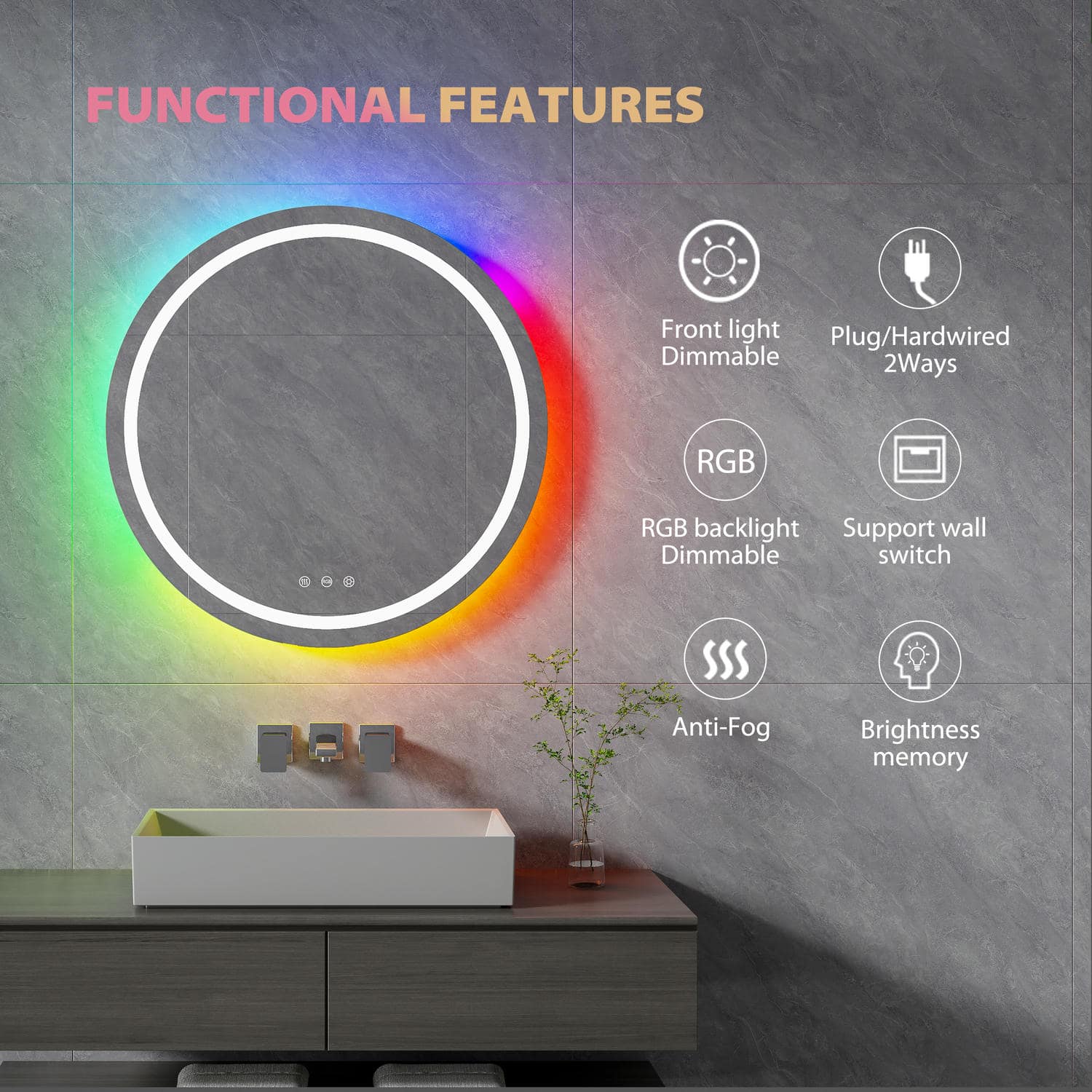 RGB LED Bathroom Mirror